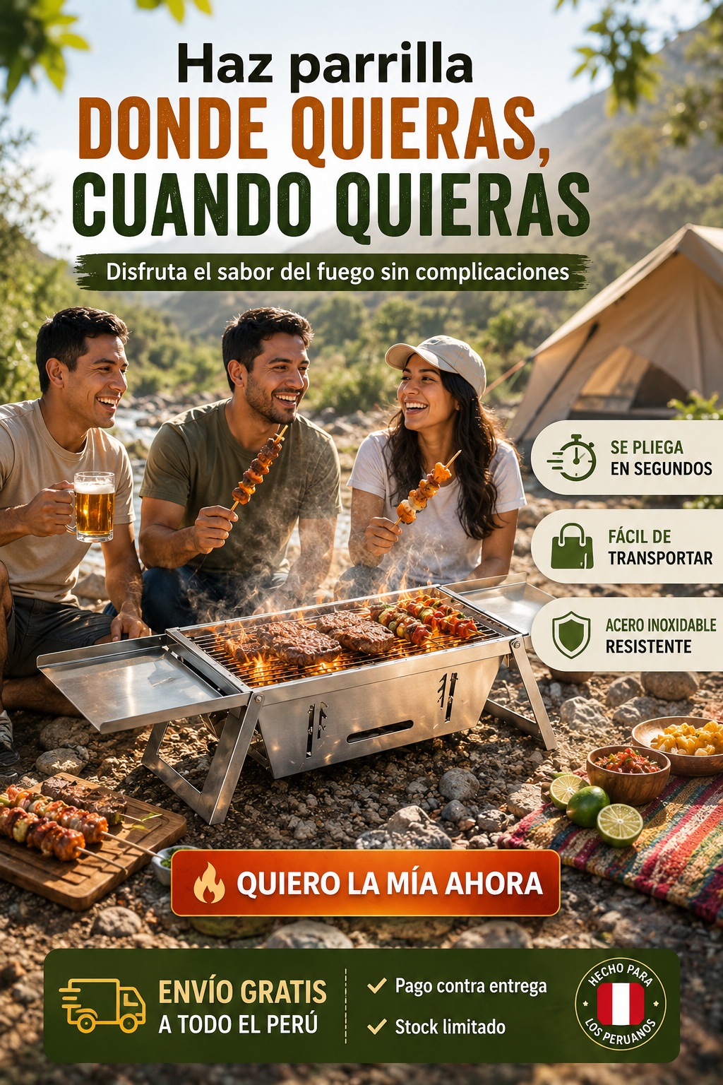 🔥 Mini Parrilla de Carbón Plegable