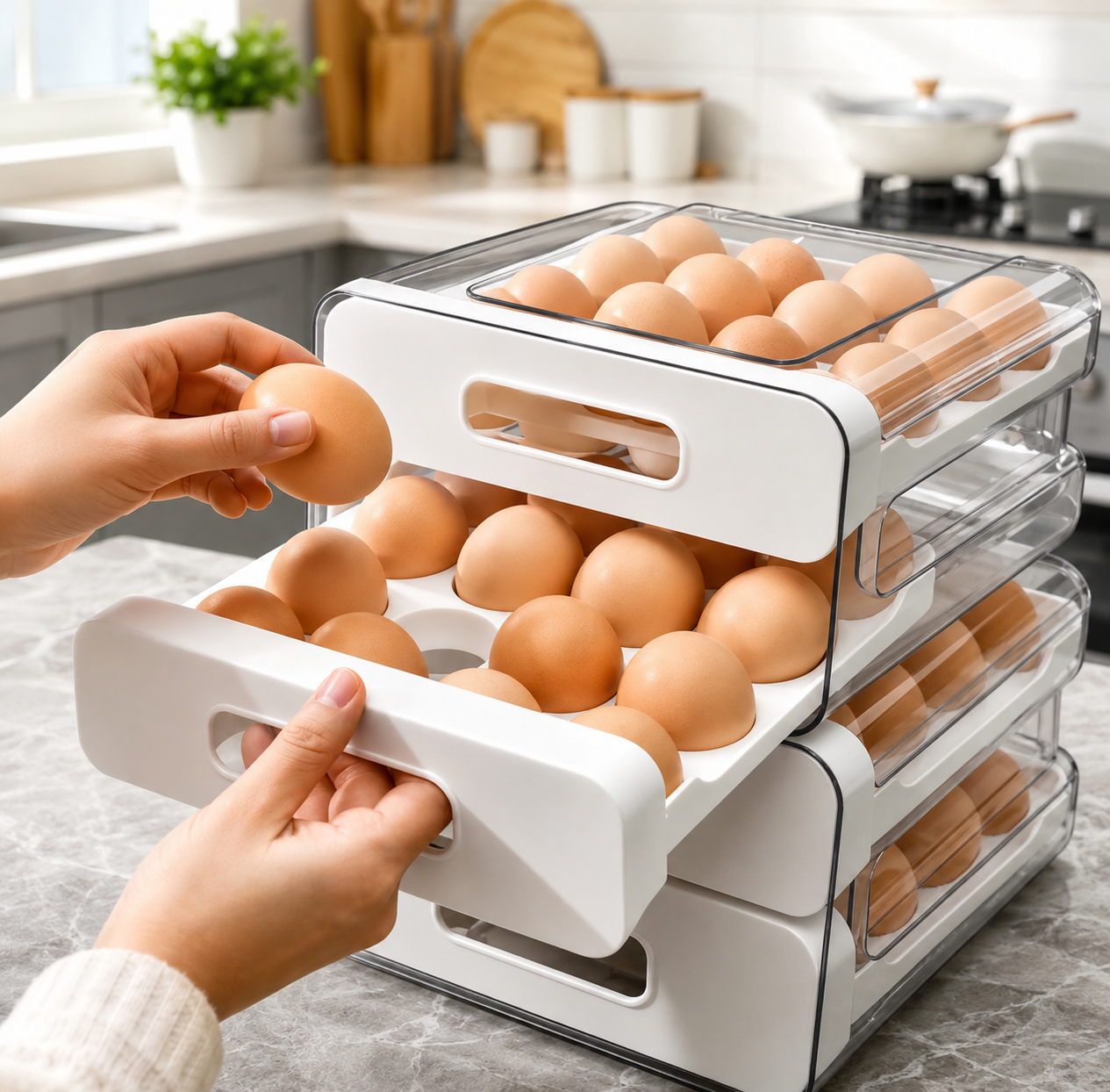 Dispensador de huevos trasparente