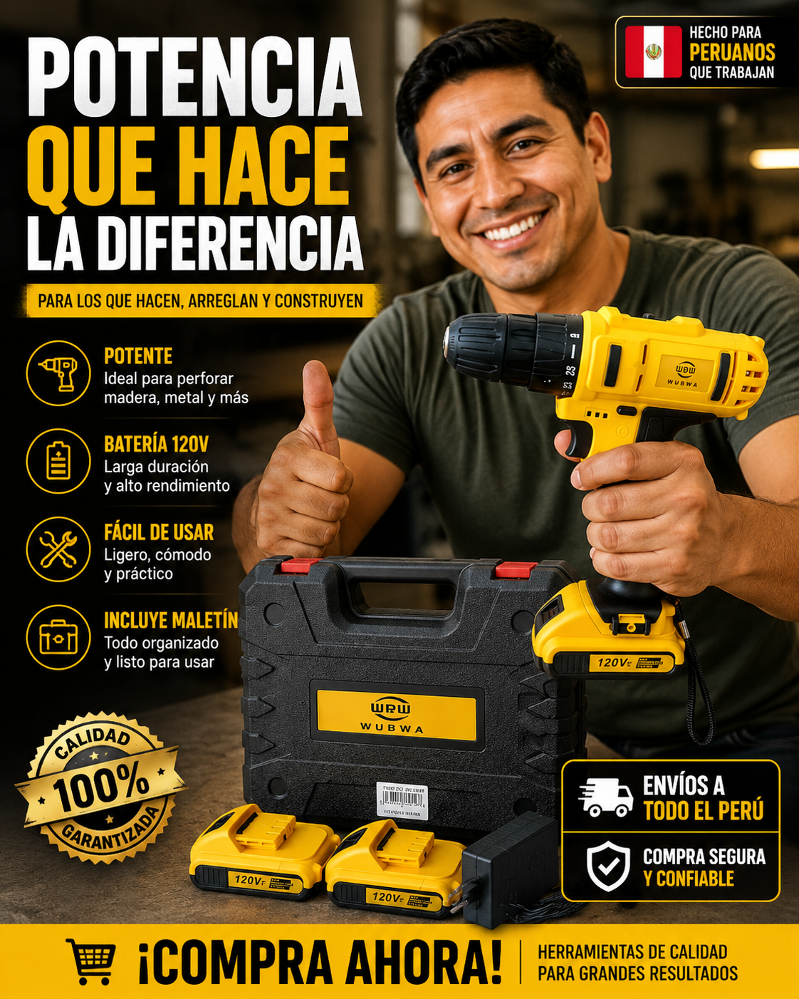 Taladro inalámbrico 120VF Multifinción
